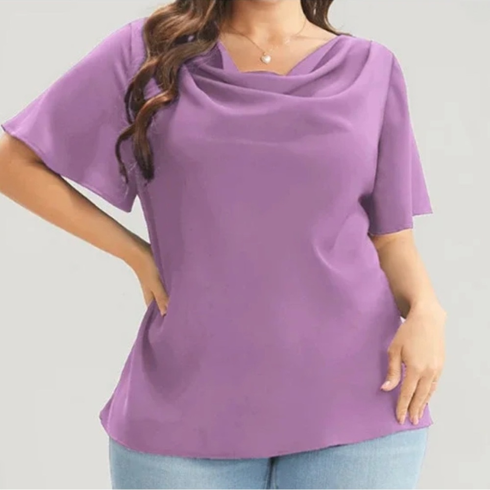 NWT BloomChic Purple Cowl Neck Blouse Top